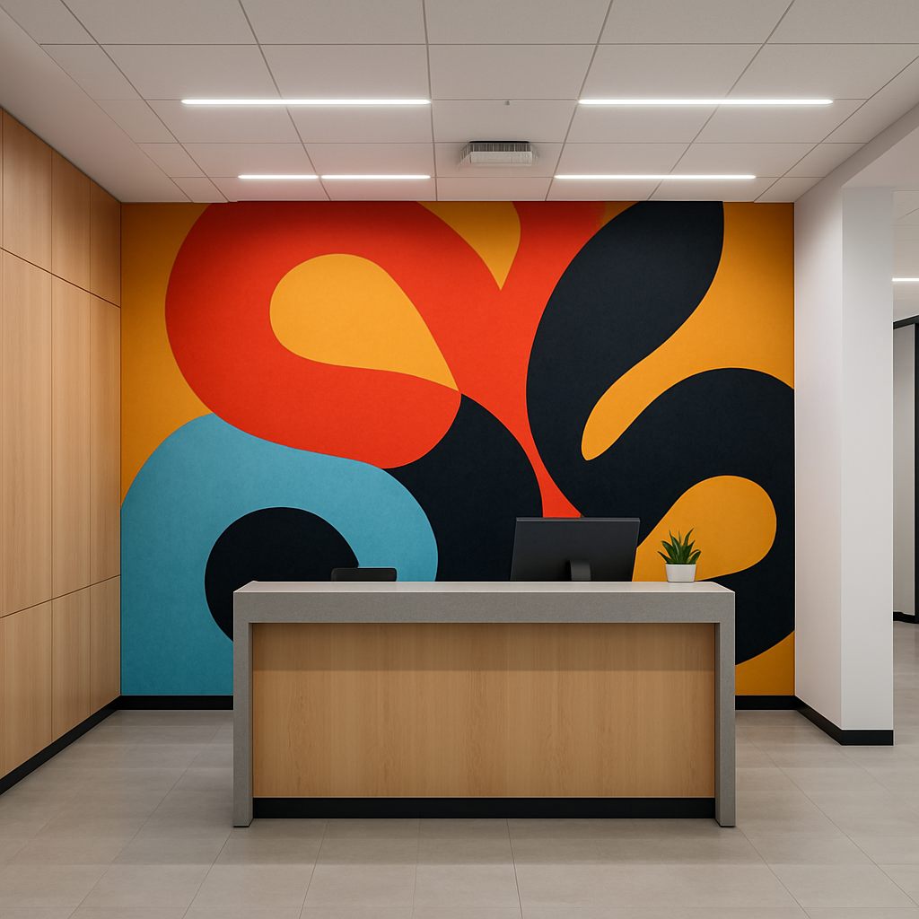 Branded mural wall in a modern office